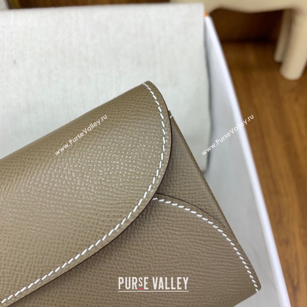 Hermes CHAINE DANCRE To Go Wallet in Original Epsom Leather Etouple/Silver 2024(Full Handmade) (XYA-24121913)