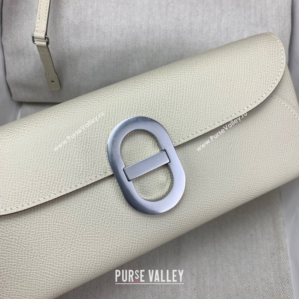 Hermes CHAINE DANCRE To Go Wallet in Original Epsom Leather Milk Shake White/Silver 2024(Full Handmade) (XYA-24121915)