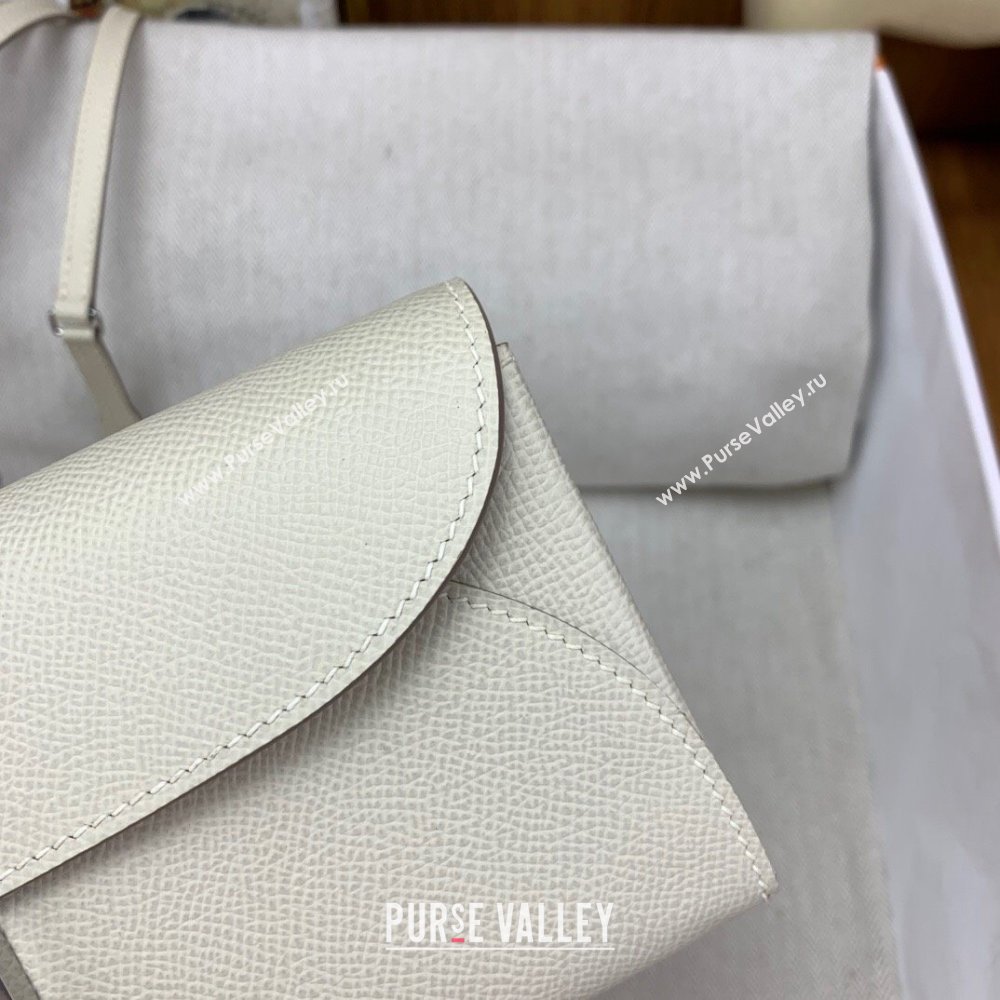 Hermes CHAINE DANCRE To Go Wallet in Original Epsom Leather Milk Shake White/Silver 2024(Full Handmade) (XYA-24121915)