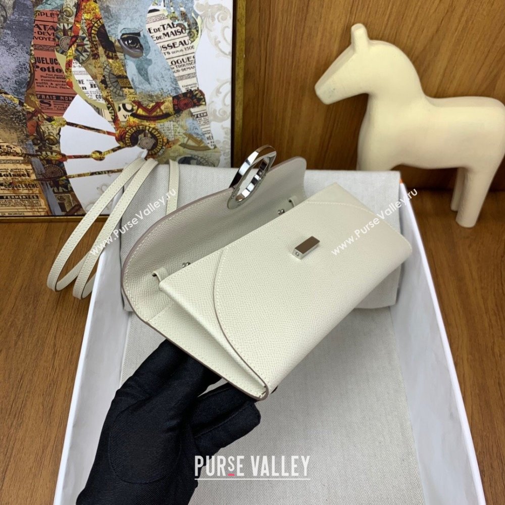 Hermes CHAINE DANCRE To Go Wallet in Original Epsom Leather Milk Shake White/Silver 2024(Full Handmade) (XYA-24121915)