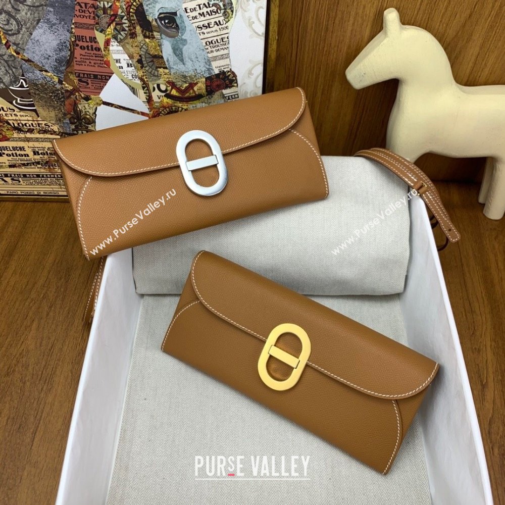 Hermes CHAINE DANCRE To Go Wallet in Original Epsom Leather Milk Shake Brown/Gold 2024(Full Handmade) (XYA-24121918)