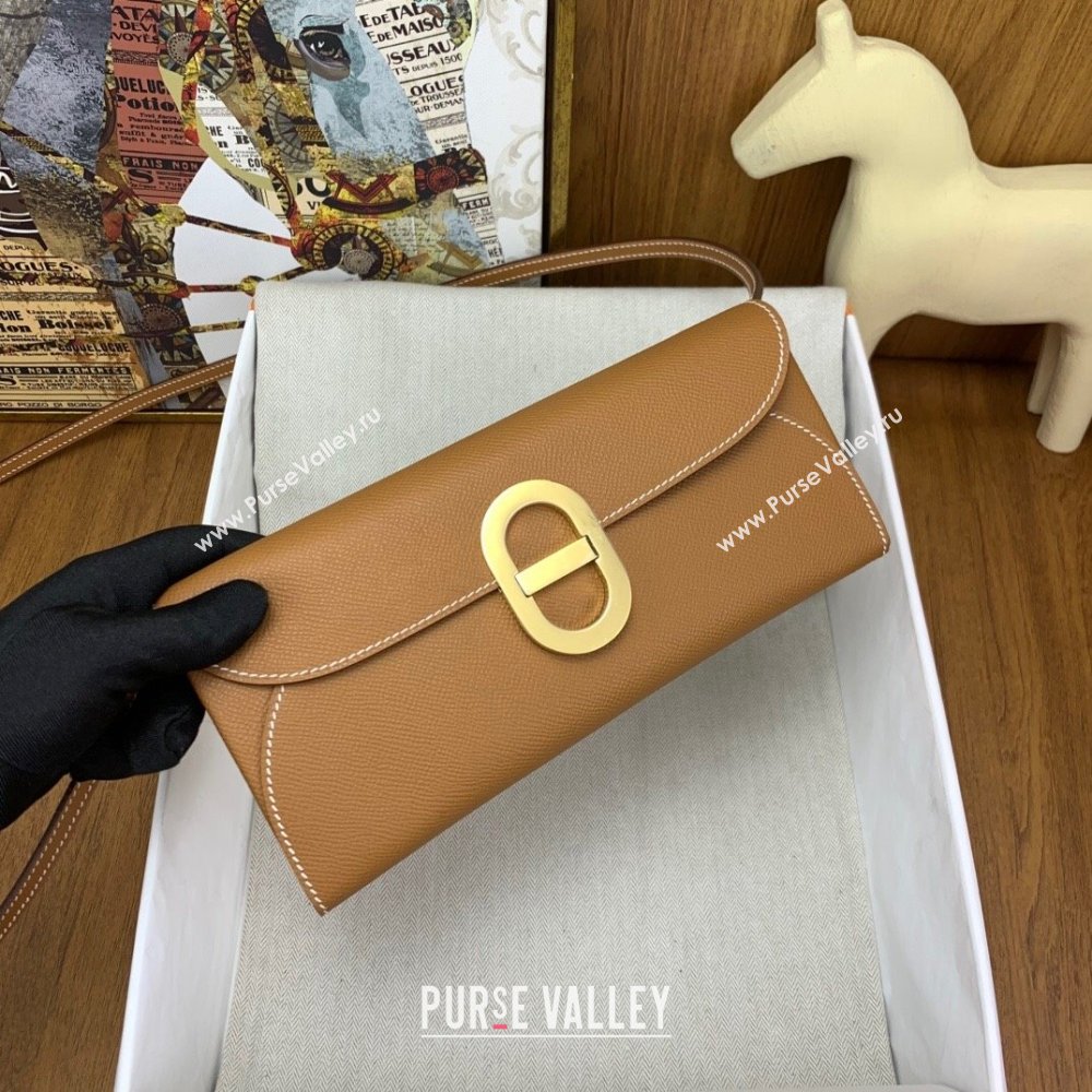 Hermes CHAINE DANCRE To Go Wallet in Original Epsom Leather Milk Shake Brown/Gold 2024(Full Handmade) (XYA-24121918)