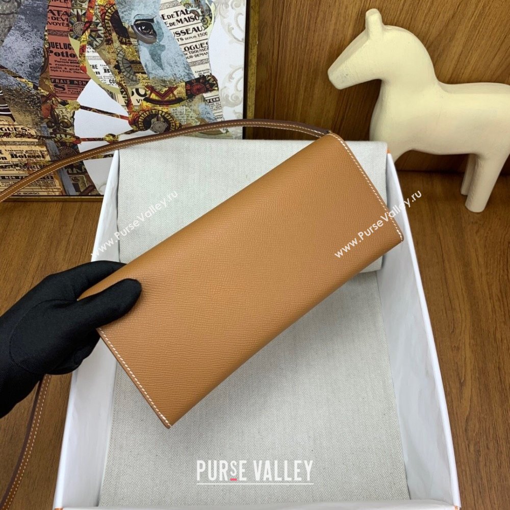 Hermes CHAINE DANCRE To Go Wallet in Original Epsom Leather Milk Shake Brown/Gold 2024(Full Handmade) (XYA-24121918)