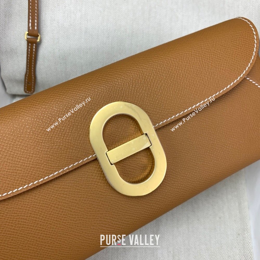 Hermes CHAINE DANCRE To Go Wallet in Original Epsom Leather Milk Shake Brown/Gold 2024(Full Handmade) (XYA-24121918)