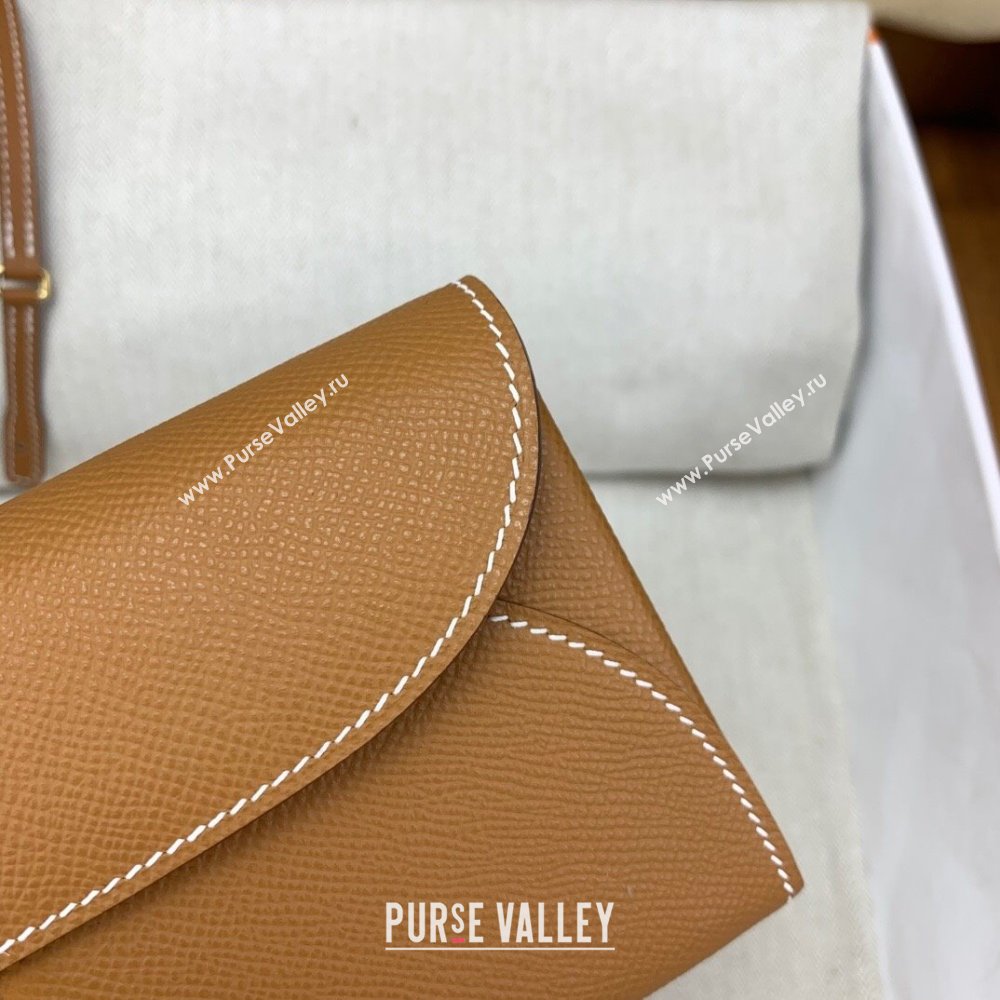 Hermes CHAINE DANCRE To Go Wallet in Original Epsom Leather Milk Shake Brown/Gold 2024(Full Handmade) (XYA-24121918)