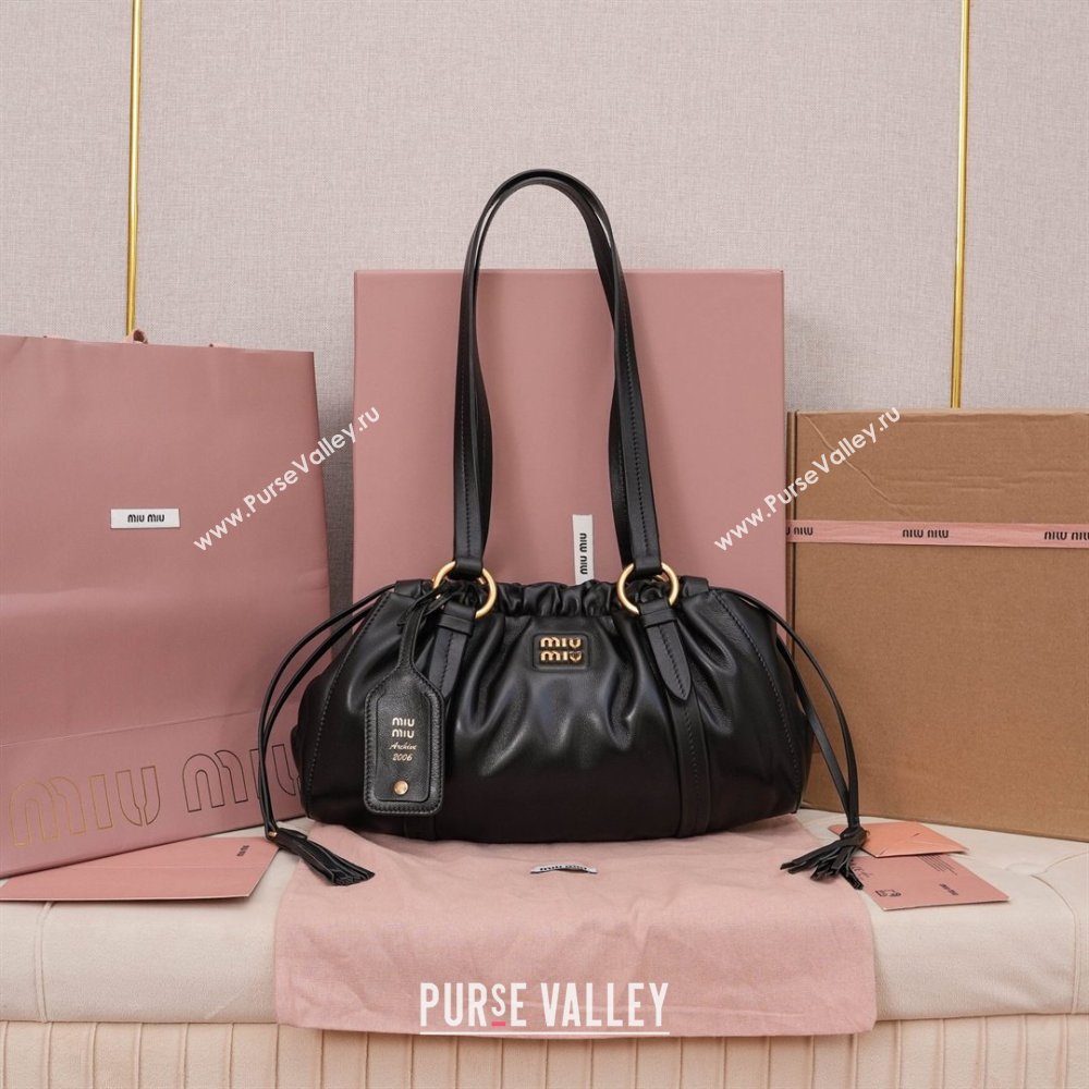 Miu Miu Small Joie Nappa Leather Bag 5BG306 Black 2024 (MHUI-24121902)