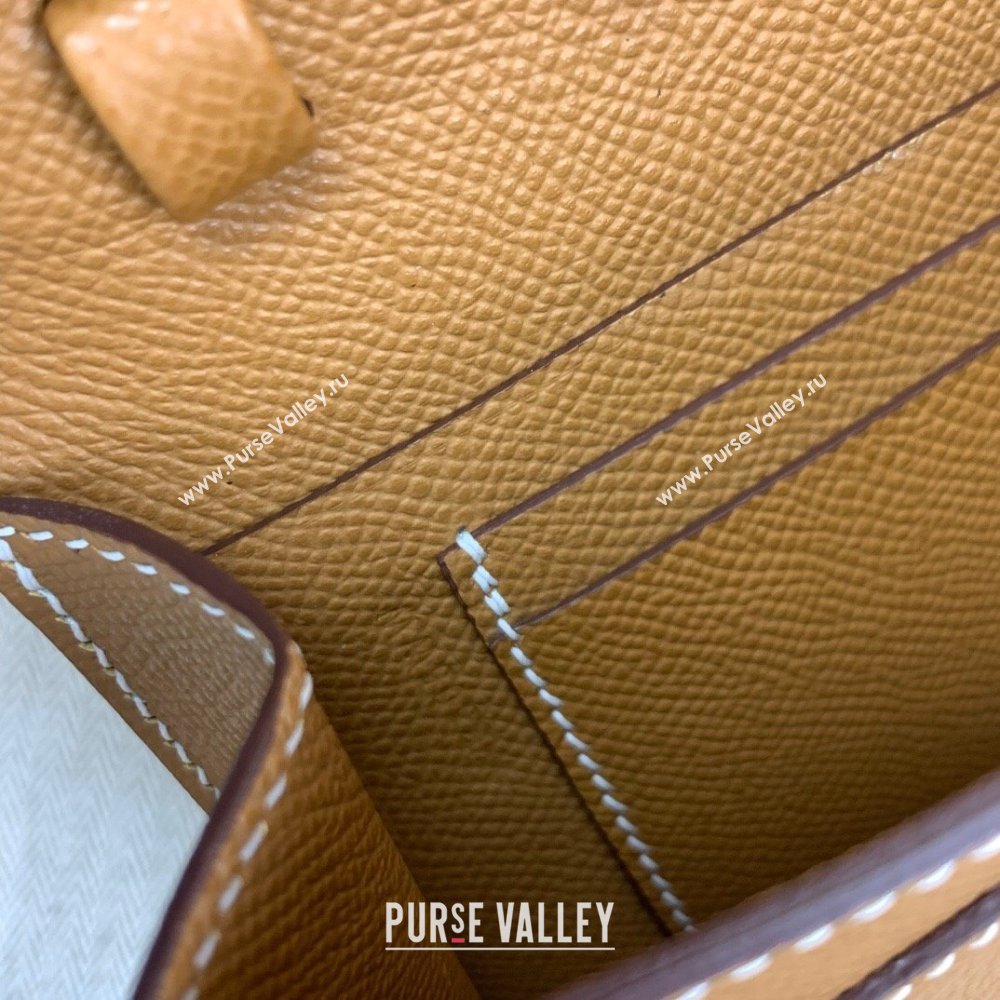 Hermes CHAINE DANCRE To Go Wallet in Original Epsom Leather Milk Shake Brown/Gold 2024(Full Handmade) (XYA-24121918)