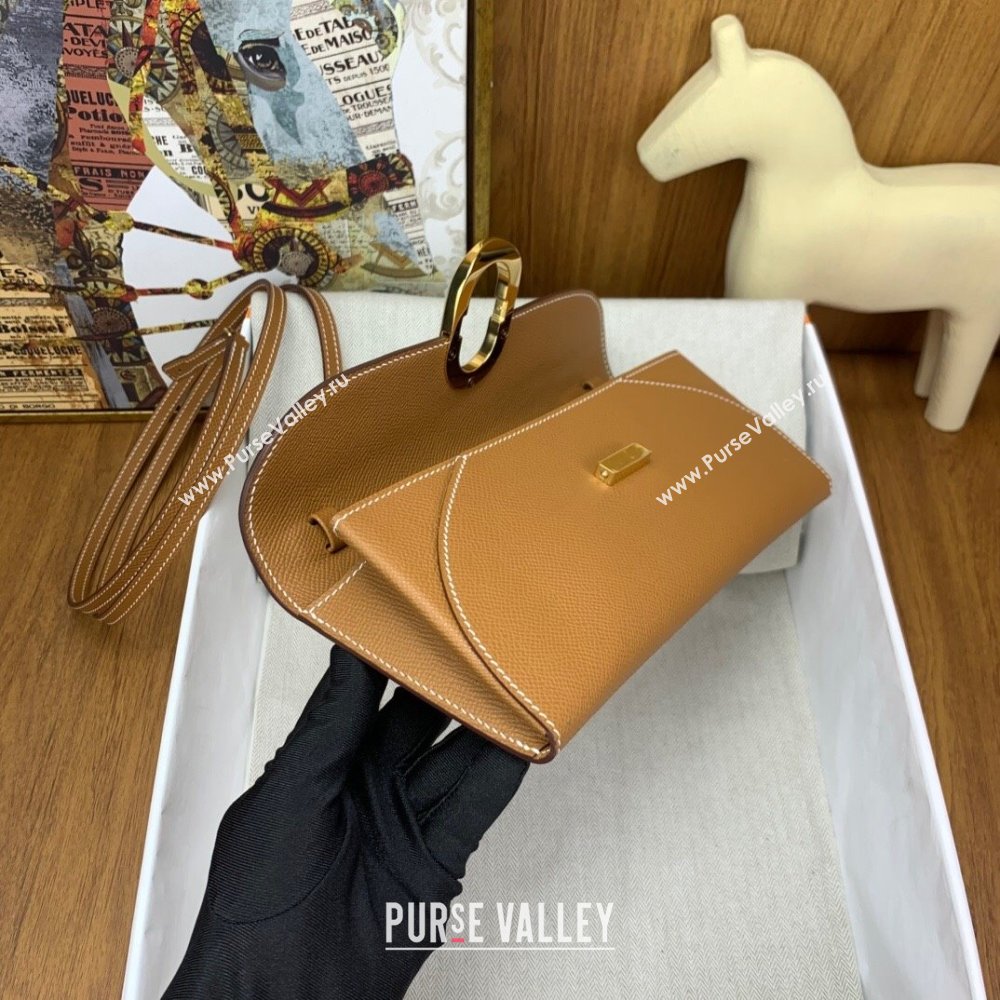 Hermes CHAINE DANCRE To Go Wallet in Original Epsom Leather Milk Shake Brown/Gold 2024(Full Handmade) (XYA-24121918)