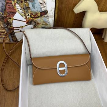 Hermes CHAINE DANCRE To Go Wallet in Original Epsom Leather Milk Shake Brown/Silver 2024(Full Handmade) (XYA-24121917)