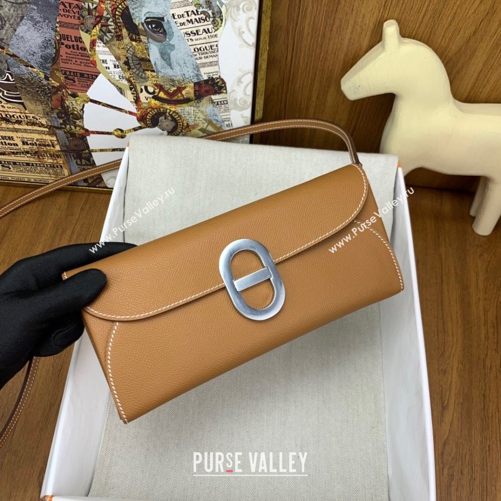 Hermes CHAINE DANCRE To Go Wallet in Original Epsom Leather Milk Shake Brown/Silver 2024(Full Handmade) (XYA-24121917)