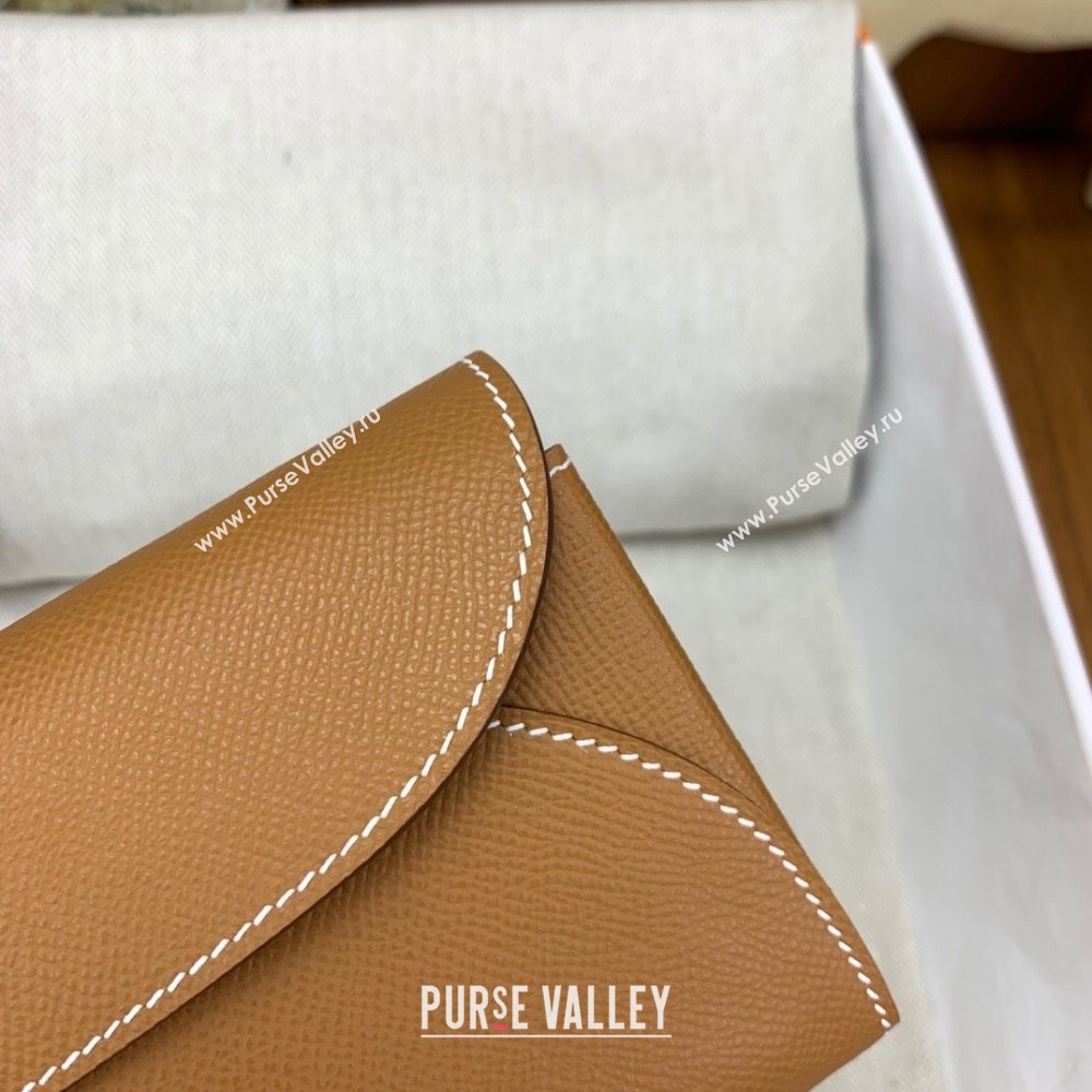 Hermes CHAINE DANCRE To Go Wallet in Original Epsom Leather Milk Shake Brown/Silver 2024(Full Handmade) (XYA-24121917)