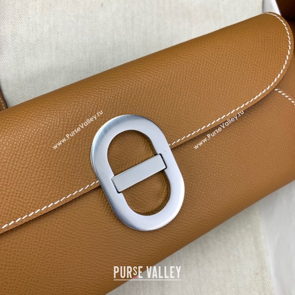 Hermes CHAINE DANCRE To Go Wallet in Original Epsom Leather Milk Shake Brown/Silver 2024(Full Handmade) (XYA-24121917)