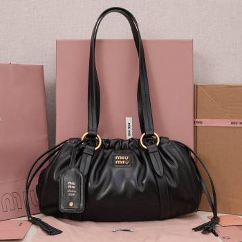 Miu Miu Small Joie Nappa Leather Bag 5BG306 Black 2024 (MHUI-24121902)