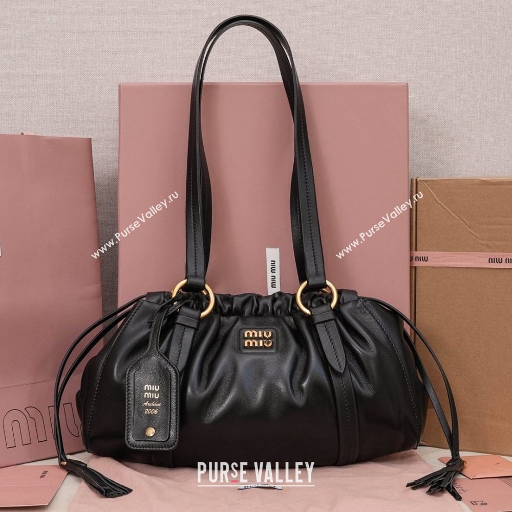 Miu Miu Small Joie Nappa Leather Bag 5BG306 Black 2024 (MHUI-24121902)