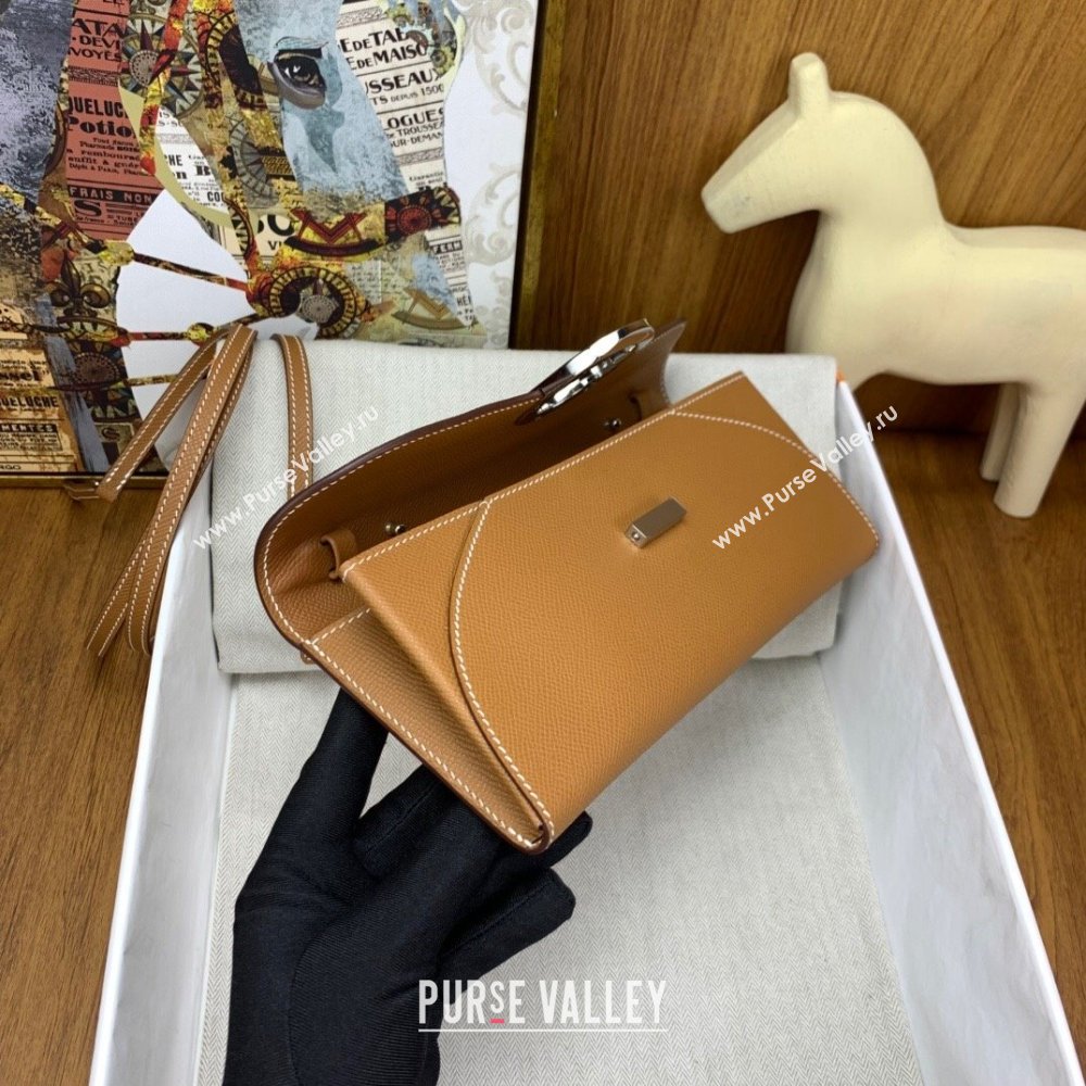 Hermes CHAINE DANCRE To Go Wallet in Original Epsom Leather Milk Shake Brown/Silver 2024(Full Handmade) (XYA-24121917)