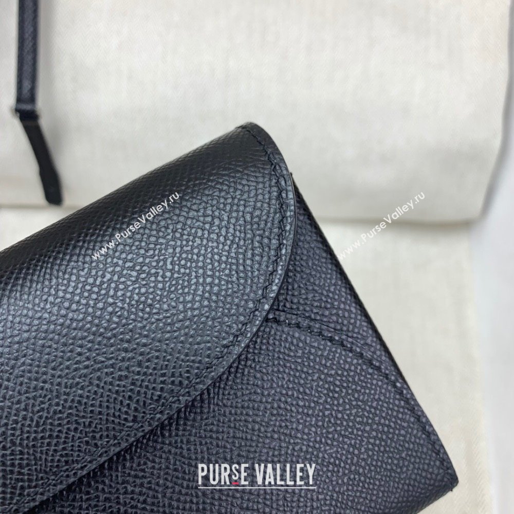 Hermes CHAINE DANCRE To Go Wallet in Original Epsom Leather Black/Silver 2024(Full Handmade) (XYA-24121919)