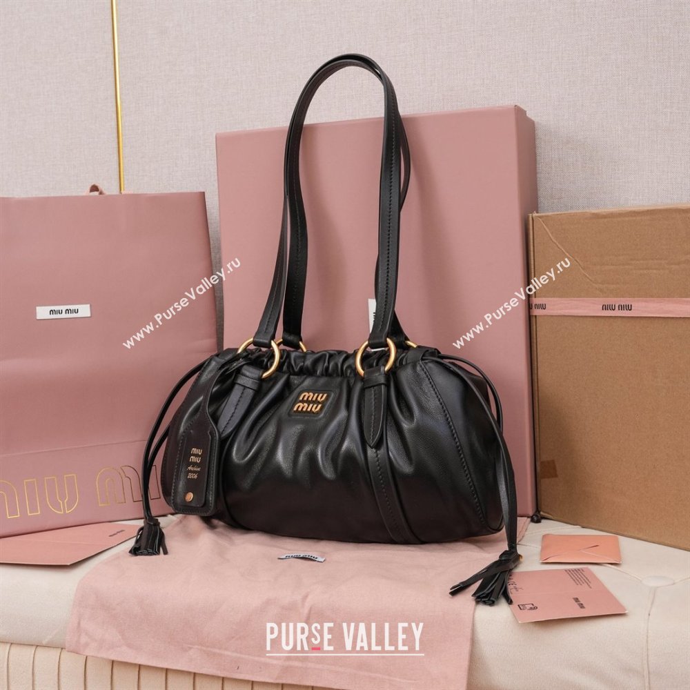 Miu Miu Small Joie Nappa Leather Bag 5BG306 Black 2024 (MHUI-24121902)