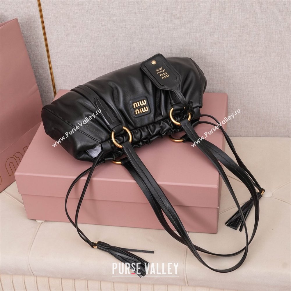 Miu Miu Small Joie Nappa Leather Bag 5BG306 Black 2024 (MHUI-24121902)
