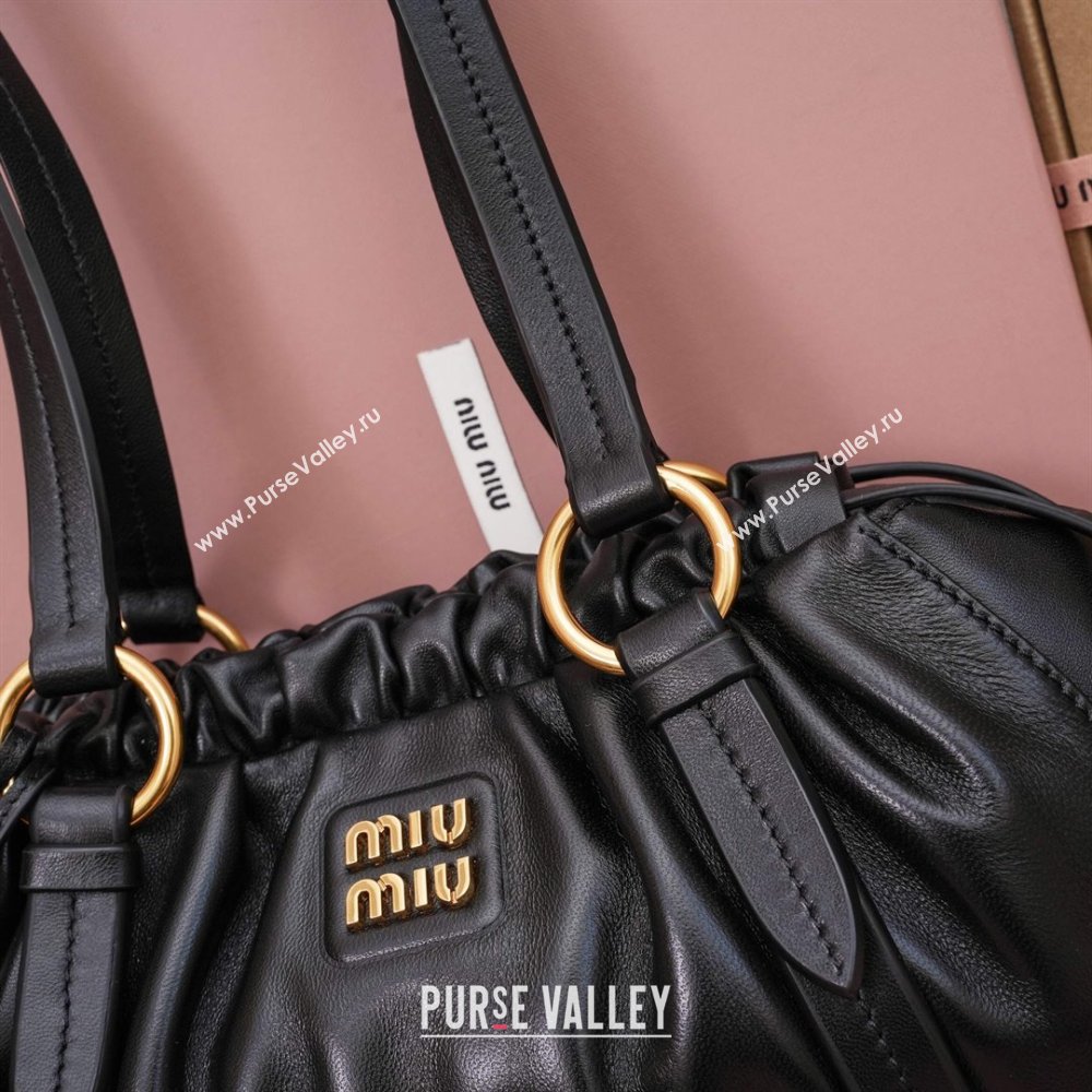 Miu Miu Small Joie Nappa Leather Bag 5BG306 Black 2024 (MHUI-24121902)