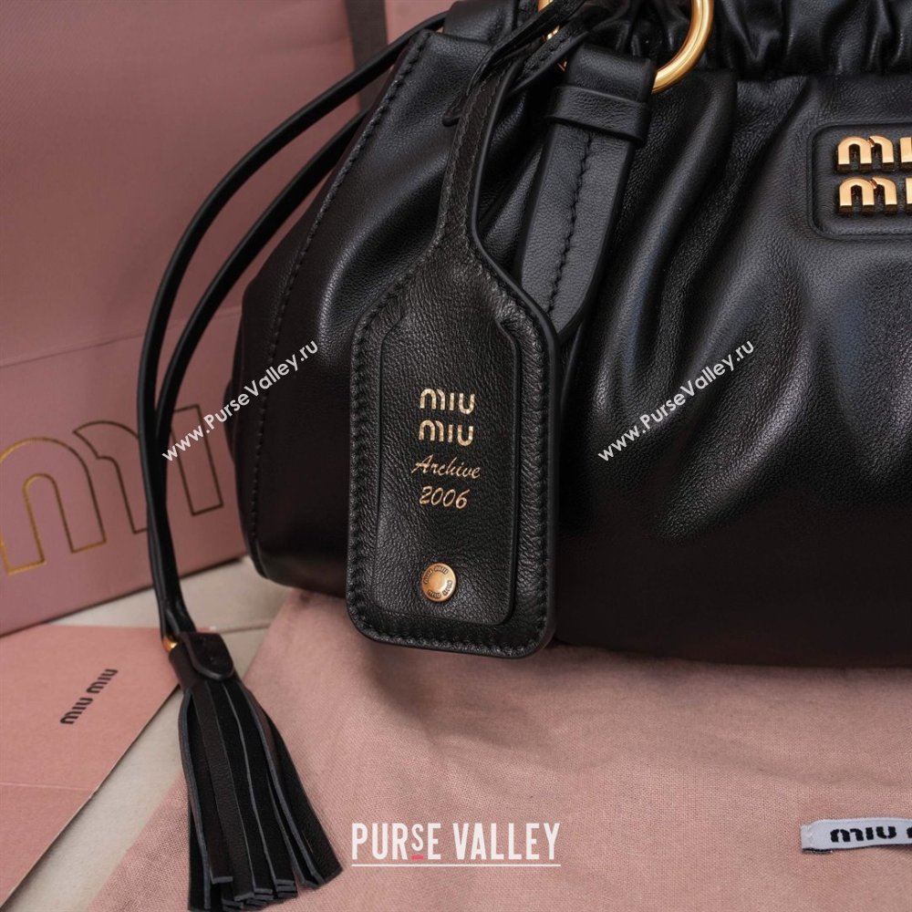 Miu Miu Small Joie Nappa Leather Bag 5BG306 Black 2024 (MHUI-24121902)