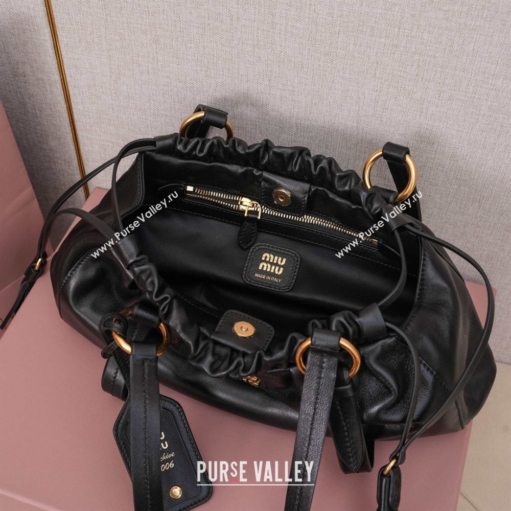 Miu Miu Small Joie Nappa Leather Bag 5BG306 Black 2024 (MHUI-24121902)