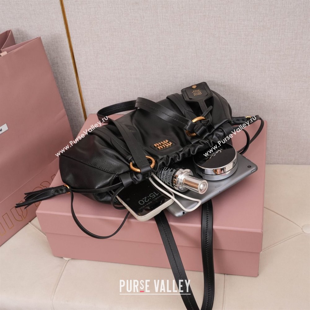 Miu Miu Small Joie Nappa Leather Bag 5BG306 Black 2024 (MHUI-24121902)