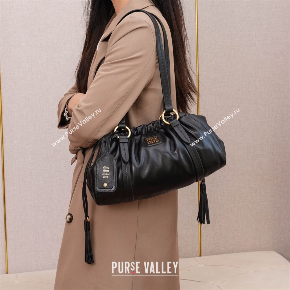 Miu Miu Small Joie Nappa Leather Bag 5BG306 Black 2024 (MHUI-24121902)