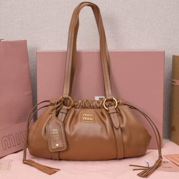 Miu Miu Small Joie Nappa Leather Bag 5BG306 Cognac 2024 (MHUI-24121901)