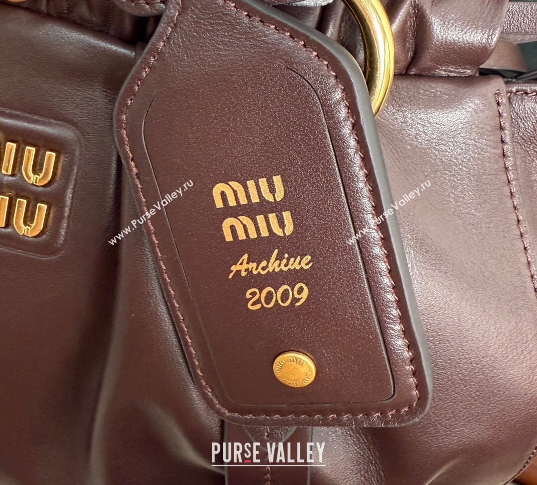 Miu Miu Small Joie Nappa Leather Bag 5BG306 Briarwood 2024 (MHUI-24121903)