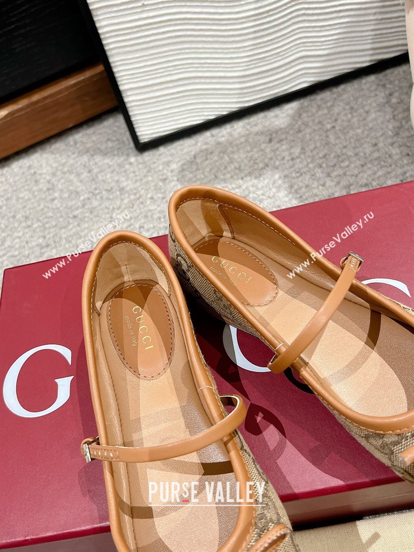 Gucci Horsebit Ballet Flat in Beige and Dark Brown Original GG Canvas 814321 2024 (MD-24121904)