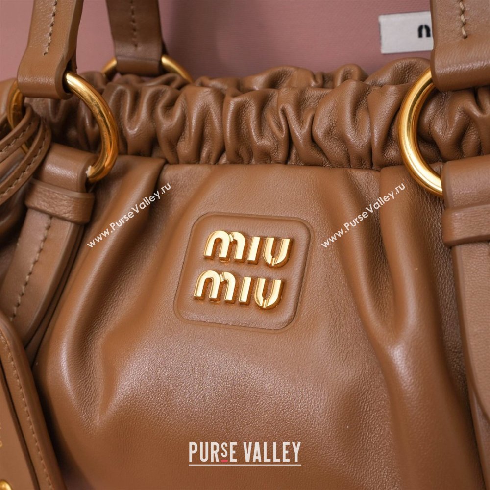 Miu Miu Small Joie Nappa Leather Bag 5BG306 Cognac 2024 (MHUI-24121901)