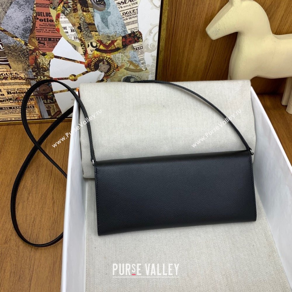 Hermes CHAINE DANCRE To Go Wallet in Original Epsom Leather All Black 2024(Full Handmade) (XYA-24121910)