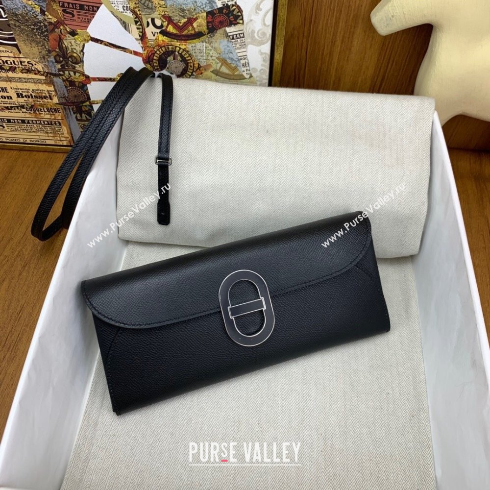 Hermes CHAINE DANCRE To Go Wallet in Original Epsom Leather All Black 2024(Full Handmade) (XYA-24121910)