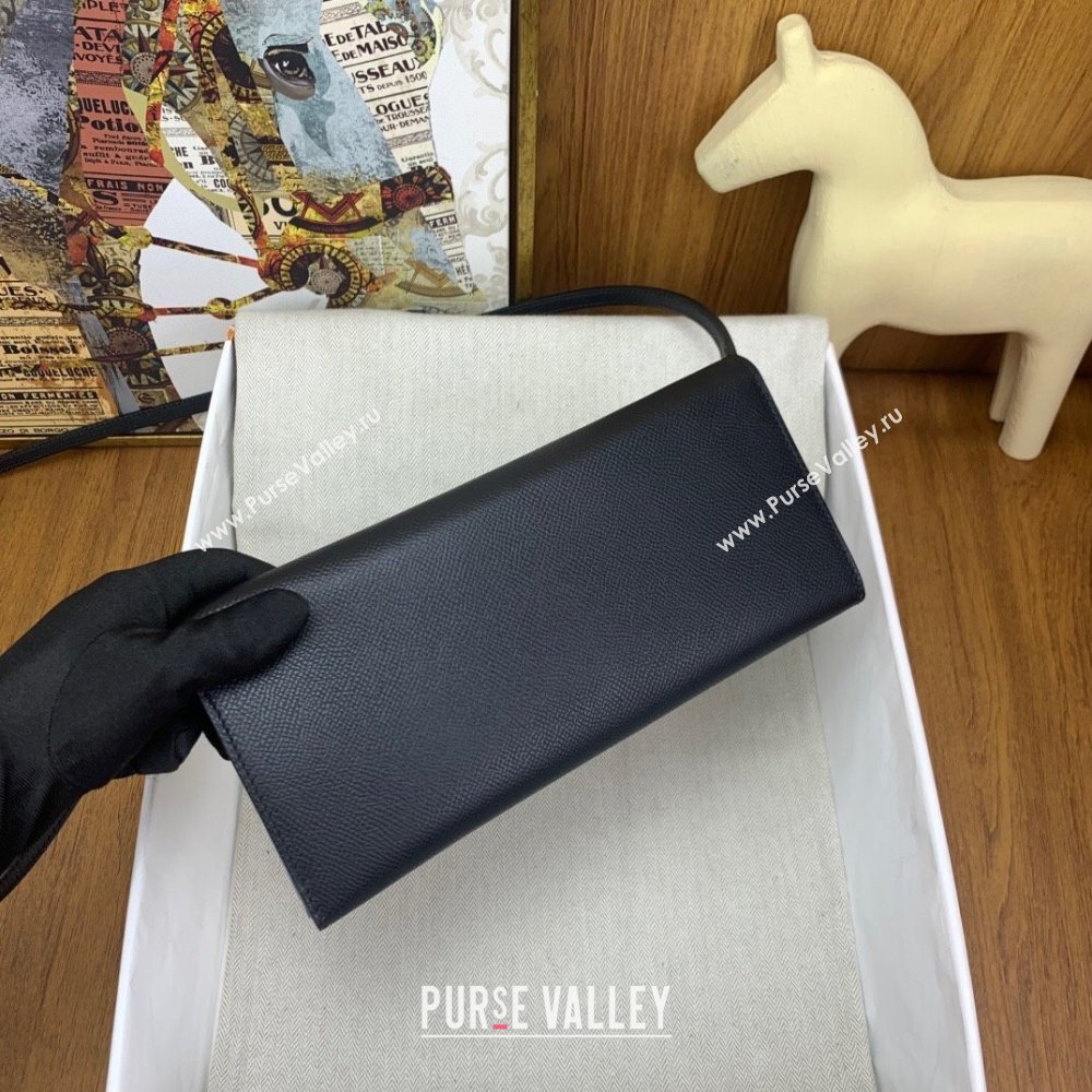 Hermes CHAINE DANCRE To Go Wallet in Original Epsom Leather All Black 2024(Full Handmade) (XYA-24121910)