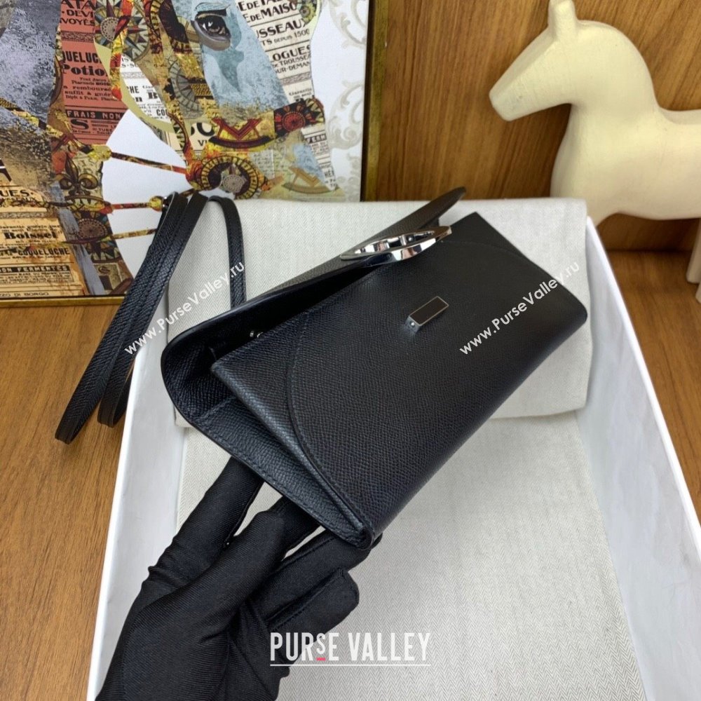 Hermes CHAINE DANCRE To Go Wallet in Original Epsom Leather All Black 2024(Full Handmade) (XYA-24121910)