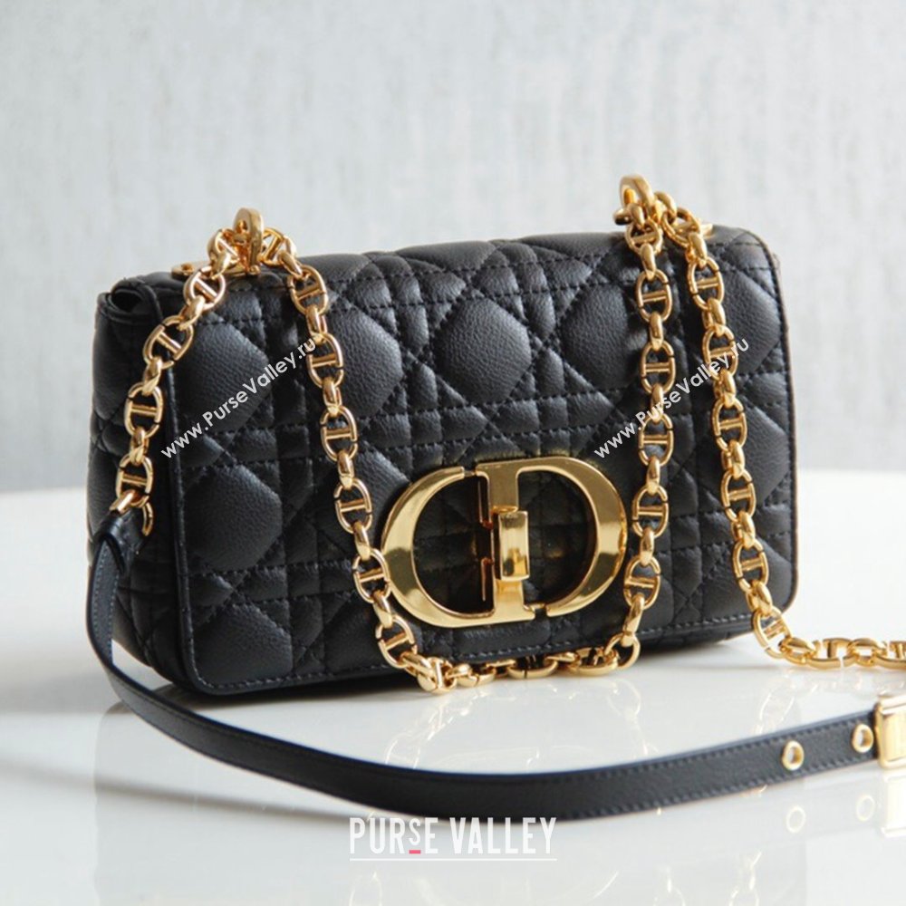 Dior Small Caro Chain Bag in Soft Cannage Calfskin Black 2024 (DMZ-24052219)