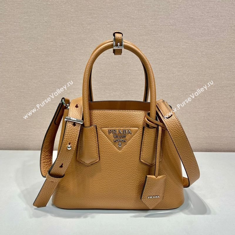 Prada Double small Grained leather bag Brown 2025 1BG443 0929 (YZ-250929056)