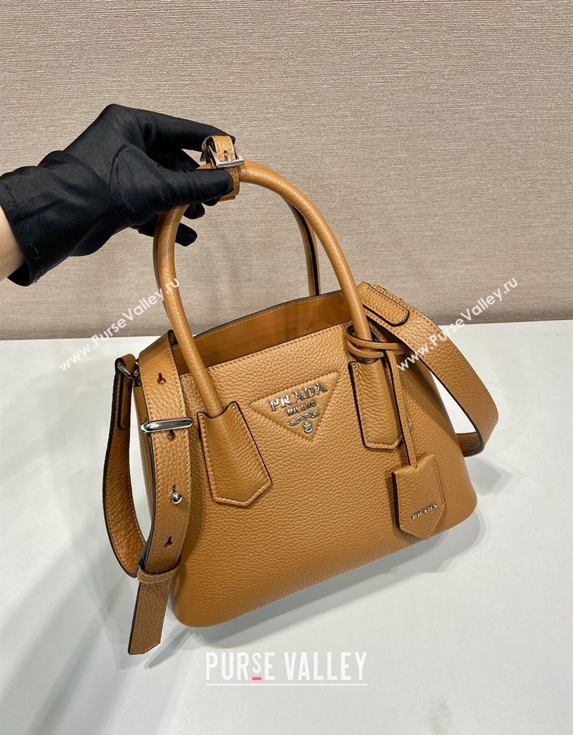 Prada Double small Grained leather bag Brown 2025 1BG443 0929 (YZ-250929056)
