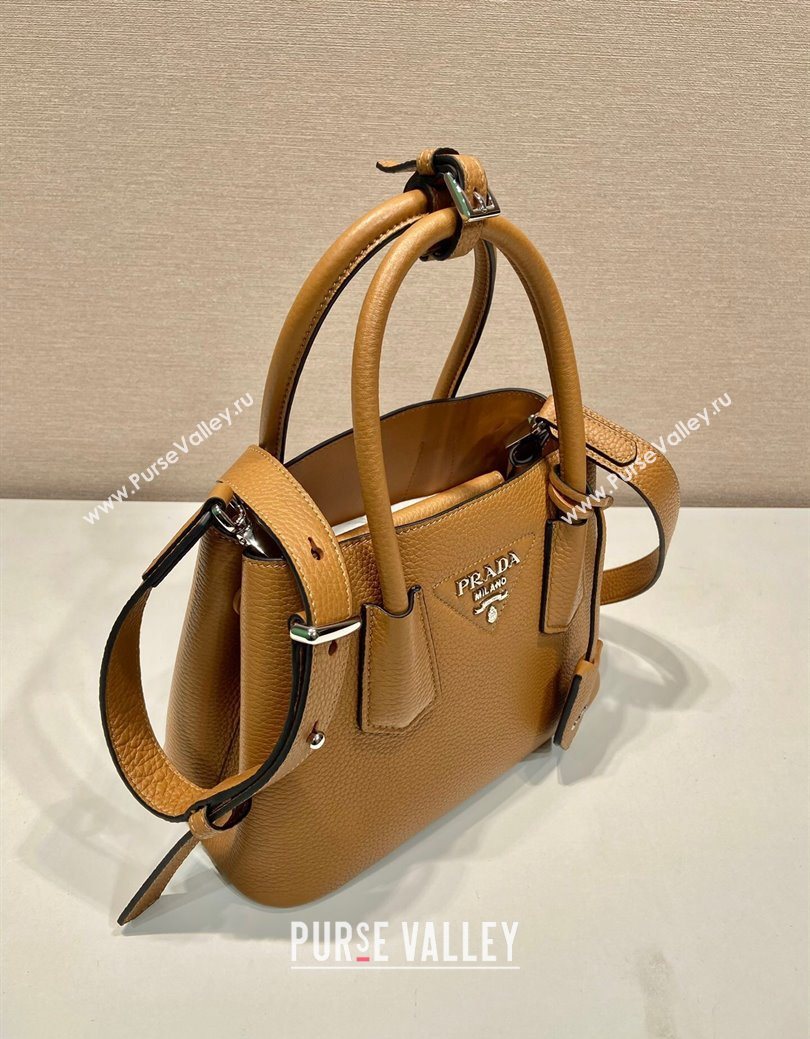 Prada Double small Grained leather bag Brown 2025 1BG443 0929 (YZ-250929056)