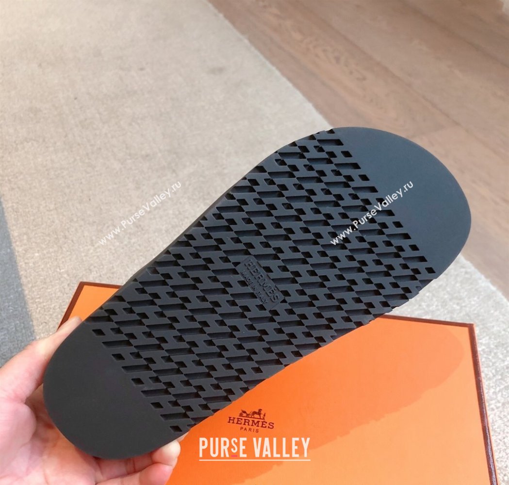 Hermes Glenan Buckle Thong Slide Sandals in Calfskin Black 2025 (XC-250226096)