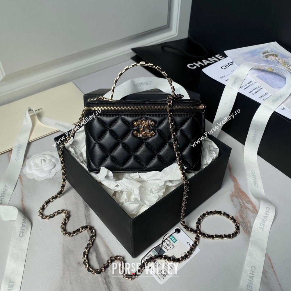 Chanel Lambskin Vanity Case Clutch with Chain AP3799 Black 2024 (YEZI-24071104 )