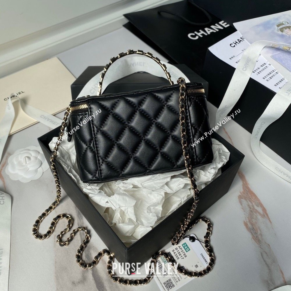 Chanel Lambskin Vanity Case Clutch with Chain AP3799 Black 2024 (YEZI-24071104 )