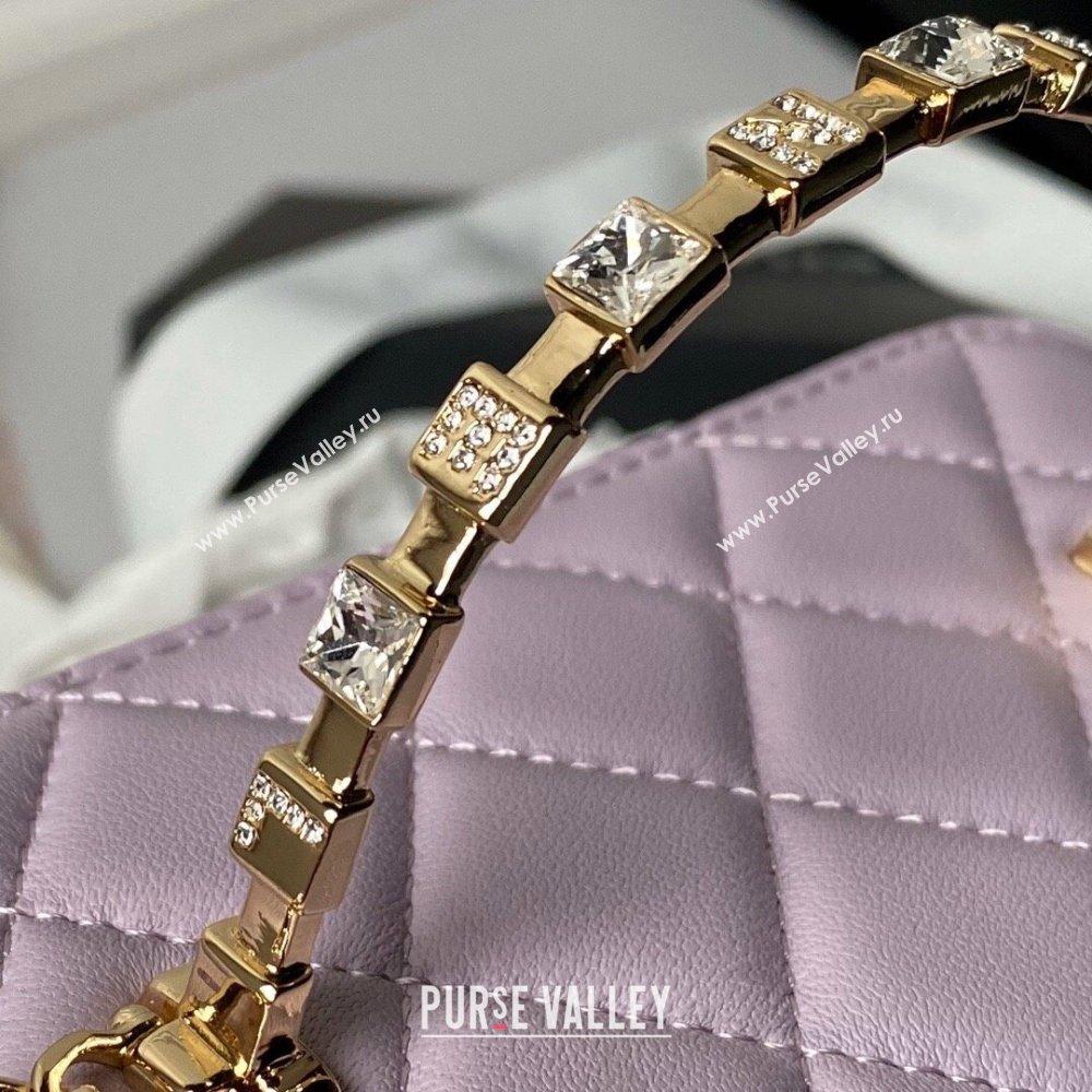 Chanel Lambskin Vanity Case Clutch with Chain AP3799 Light Purple 2024 (YEZI-24071102)