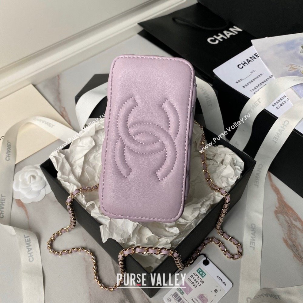 Chanel Lambskin Vanity Case Clutch with Chain AP3799 Light Purple 2024 (YEZI-24071102)