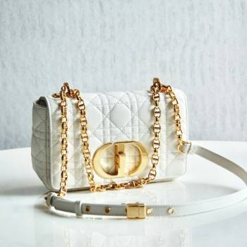 Dior Small Caro Chain Bag in Soft Cannage Calfskin White 2024 (DMZ-24052222)
