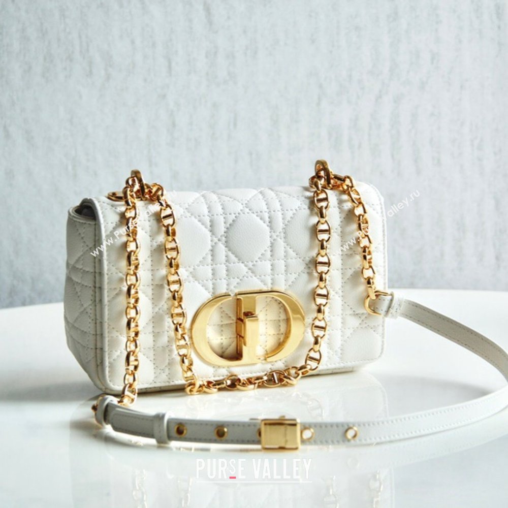 Dior Small Caro Chain Bag in Soft Cannage Calfskin White 2024 (DMZ-24052222)