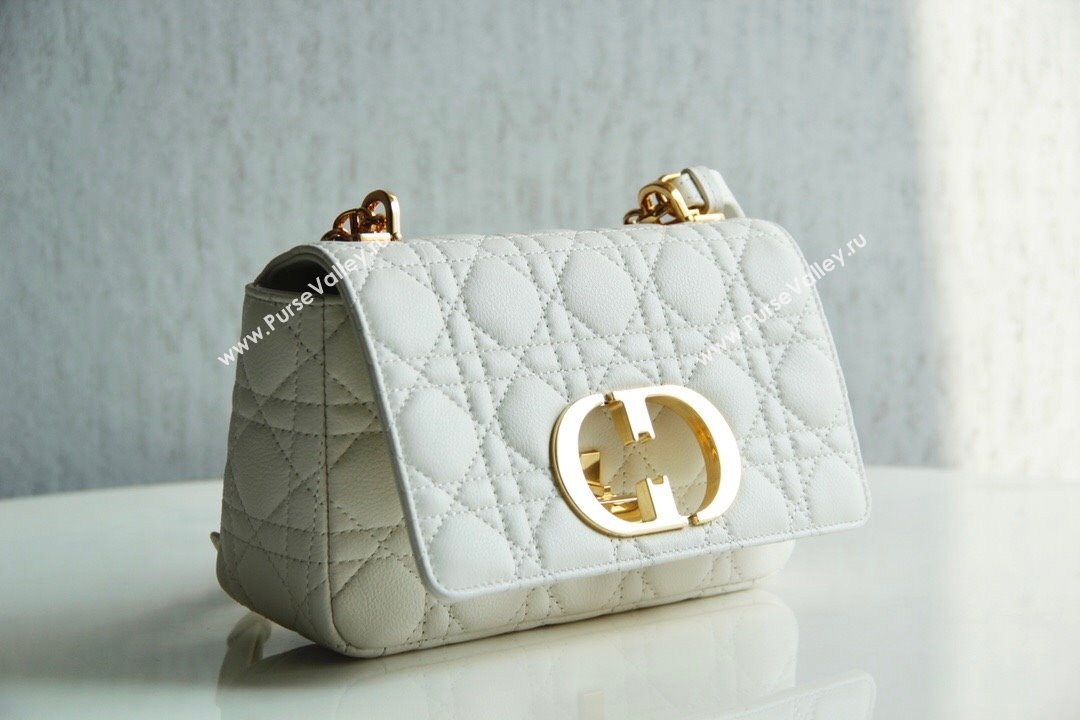 Dior Small Caro Chain Bag in Soft Cannage Calfskin White 2024 (DMZ-24052222)