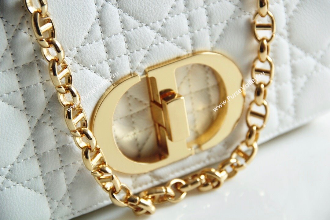 Dior Small Caro Chain Bag in Soft Cannage Calfskin White 2024 (DMZ-24052222)