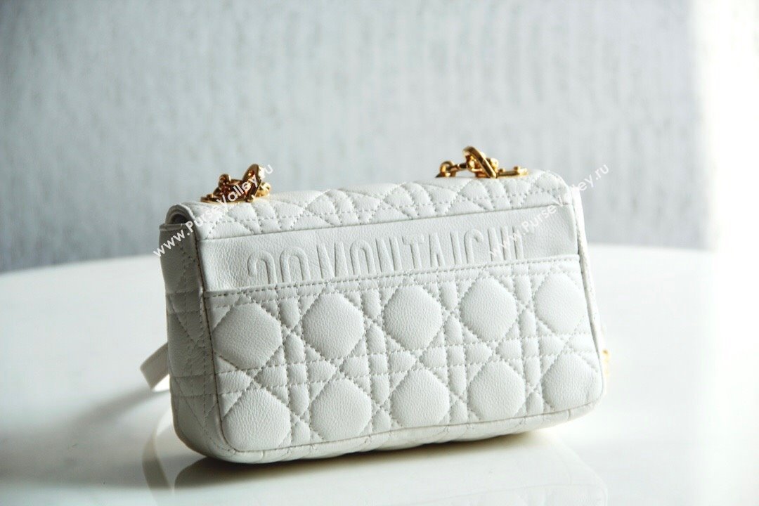 Dior Small Caro Chain Bag in Soft Cannage Calfskin White 2024 (DMZ-24052222)