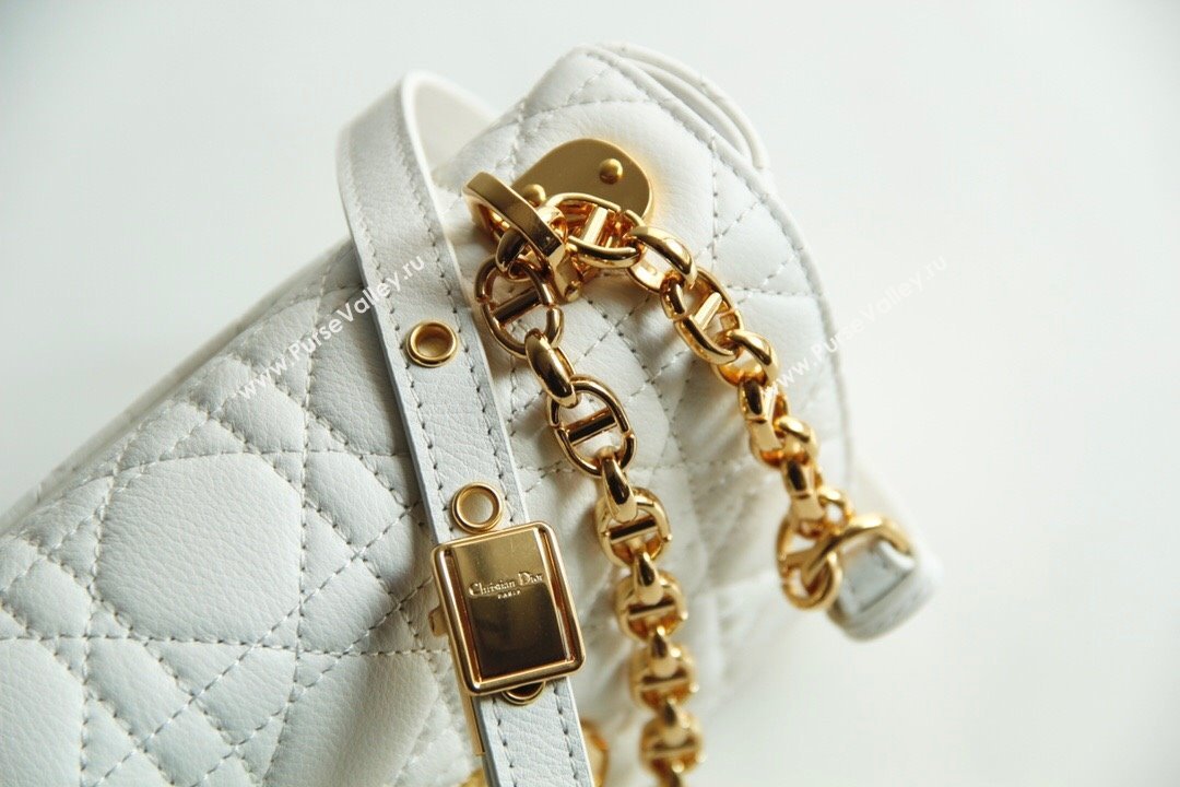 Dior Small Caro Chain Bag in Soft Cannage Calfskin White 2024 (DMZ-24052222)